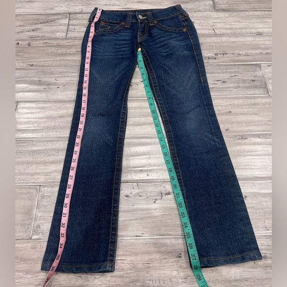 Y2K Vintage True Religion Billy Jeans Mid Rise Straight Leg Dark Blue 24 MINT - Picture 8 of 11